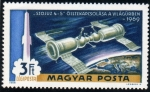Stamps : Europe : Hungary :  De la Tierra a la Luna: Soyuz 4 y 5 URSS 1969