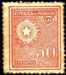 Stamps Paraguay -  Estrella de cinco puntas, palma y olivo del escudo.