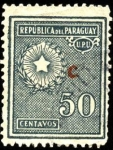 Sellos de America - Paraguay -  Estrella de cinco puntas, palma y olivo, del escudo sobreimpreso C.