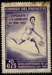 Stamps Paraguay -  150 años de la independencia de 1811. Campeonato sudamericano de tenis de 1961.