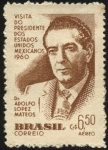 Stamps : America : Brazil :  Visita del Dr. ADOLFO LOPEZ MATEOS, presidente de los Estados Unidos Mexicanos.