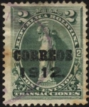 Stamps : America : Bolivia :  Alegorías a la Libertad, sobrecargado correos 1912.