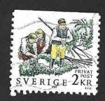 Sellos de Europa - Suecia -  1683 - Niños Haciendo Coronas de Flores
