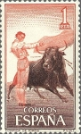 Stamps Spain -  ESPAÑA 1960 1261 Sello Nuevo Fiesta Nacional Tauromaquia Toros Pase por alto Yv950