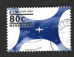 Sellos de Europa - Holanda -  857 - LXXV Aniversario de la Aerolínea Holandesas KLM