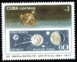 Stamps : America : Cuba :  20 Aniversario 1er satelite artificial