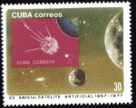 Stamps : America : Cuba :  20 Aniversario 1er satelite artificial