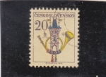 Stamps Czechoslovakia -  Posthorn y la Torre del Puente de la Ciudad Vieja, Praga