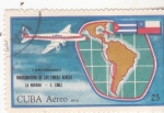 Sellos de America - Cuba -  1º ANIV. INAUGURACION LINEA AEREA LA HABANA S. DE CHILE