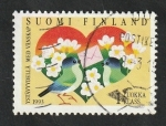 Sellos de Europa - Finlandia -  1164 - Ave mensajera, corazón y flores