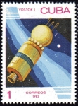 Stamps : America : Cuba :  Dia de la Cosmonautica;  Vostok 1