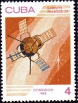 Stamps : America : Cuba :  Dia de la Cosmonautica;  satelite D-1