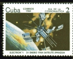 Stamps : America : Cuba :  Dia de la Cosmonautica sovietica: Electron 1
