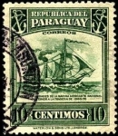 Stamps Paraguay -  Barco con paletas a vapor y velas, anterior a la tragedia 1865-70.