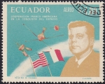 Sellos de America - Ecuador -  Kennedy, banderas EE.UU. + Francia