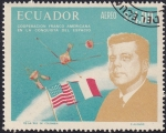 Sellos del Mundo : America : Ecuador : Kennedy, banderas EE.UU. + Francia