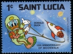 Stamps America - Saint Lucia -  10 Aniversario paseo lunar Donald Duck