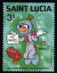 Stamps America - Saint Lucia -  10 Aniversario paseo lunar Goofy
