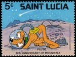 Stamps : America : Saint_Lucia :  10 Aniversario paseo lunar Pluto