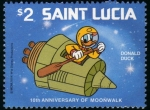 Stamps America - Saint Lucia -  10 Aniversario paseo lunar Donald Duck