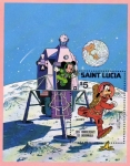 Sellos del Mundo : America : Santa_Luca : 10 Aniversario paseo lunar Goofy