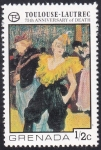 Sellos de America - Granada -  Cha-U-Kao en el Moulin Rouge, Toulouse-Lautrec