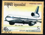 Sellos del Mundo : Asia : Camboya : 1991 Aviacion comercial DC-10