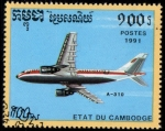 Sellos del Mundo : Asia : Camboya : 1991 Aviacion comercial  A 310