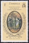 Stamps : America : Dominica :  150 Aniv. de la muerte de Beethoven