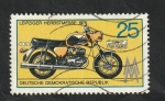 Stamps Germany -  1757 - Feria de Leipzig, motocicleta MZ TS 250
