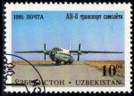 Sellos del Mundo : Asia : Uzbekistan : 1995 Transporte aereo : Antonov AN-8, transport plane