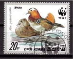 Stamps North Korea -  WWF - Pato mandarín