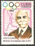 Stamps Cuba -  90 aniv. fundacion del COI, baron de coubertin