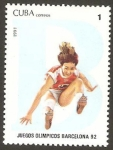 Stamps Cuba -  juegos olimpicos barcelona 92, salto de longitud