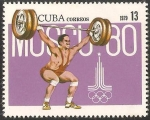 Sellos del Mundo : America : Cuba : pre olimpico moscu 80, halterofilia