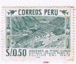 Stamps : America : Peru :  Andenes de Pisac sistema para cultivo de maiz