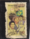 Sellos de America - Brasil -  80 aniversario inmigración japonesa