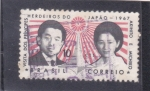 Sellos de America - Brasil -  Visita Principes herederos Akihito y Michiko a Brasil
