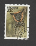 Sellos de Africa - Tanzania -  Artrópodo Micrathena sp.
