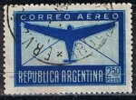 Sellos de America - Argentina -  Avion y sobre