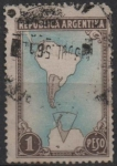 Stamps Argentina -  Mapa mostrando l' Antartida