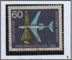 Stamps : Europe : Germany :  Jet Plane y Casula espacial