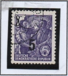 Stamps Germany -  Trabajadores Alemanes y Sovieticos