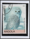 Stamps Angola -  Aves: White Owl in the snow