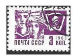 Stamps Russia -  3259 - Chicos con Pancarta de Lenin