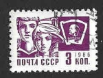 Stamps Russia -  3259 - Chicos con Pancarta de Lenin