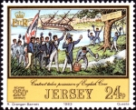 Stamps United Kingdom -   250 aniversario del nacimiento de Philippe de Carteret, 1733-1797, Carteret tomando posesión de Eng
