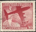 Sellos de America - Chile -  LAN CHILE 'primera sobre la Antártica'. Avión cuatrimotor De Havilland DHC-6.