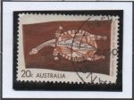 Sellos de Oceania - Australia -  tortuga, pindada en corteza