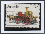 Stamps Australia -  Coches d' Bomberos: Shand Mason Vapor, 1891